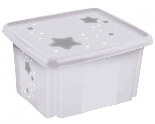 Small Storage Box With Lid Stars White