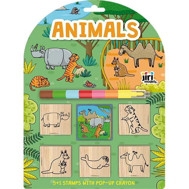 Animal Stamps Set with Crayon