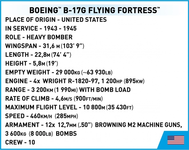 Building Blocks Boeing B-17G Flying Fortress