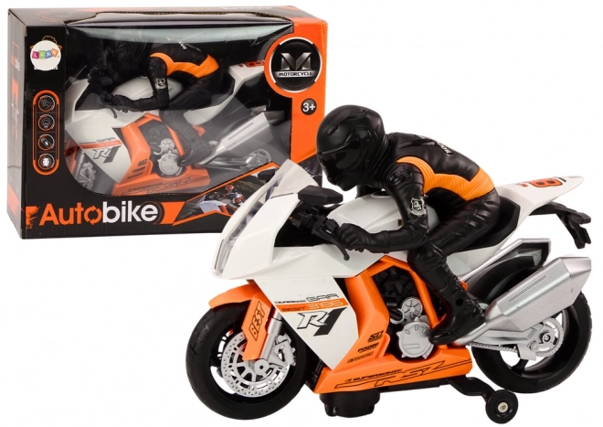 Interactive White Motorcycle Toy with Lights and Sounds