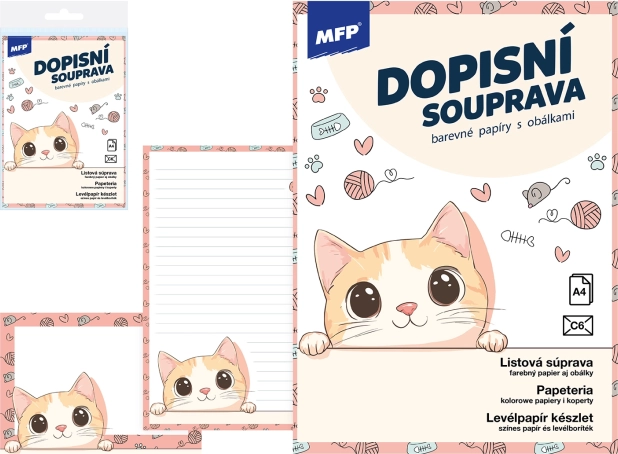 Papier à lettres coloré LUX avec motif Chat