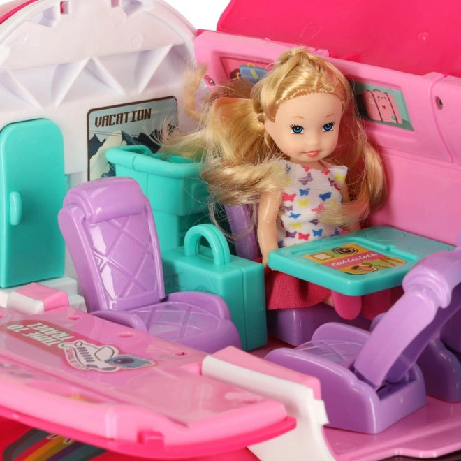 Aereo per bambole 2 in 1 con accessori rosa