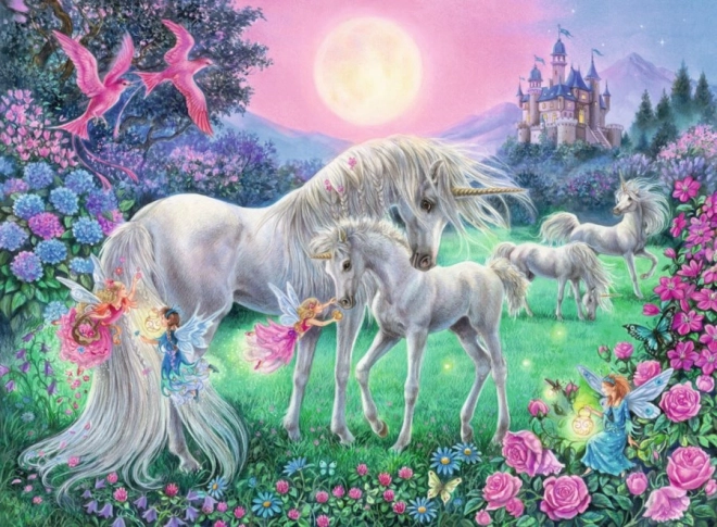 Glowing Unicorns Under Full Moon Puzzle