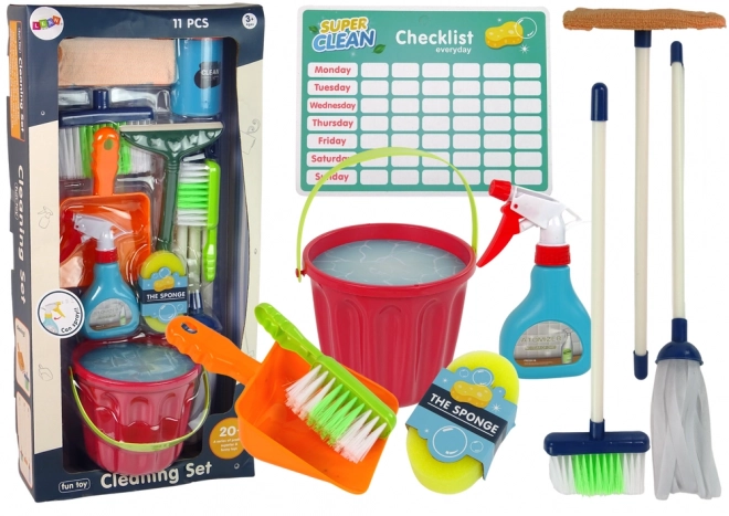 Cleaning Set 11 Pieces for Home Cleaning Mop Broom Bucket
