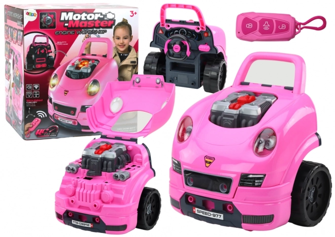 Workshop Engine Playset Pink Car for Kids