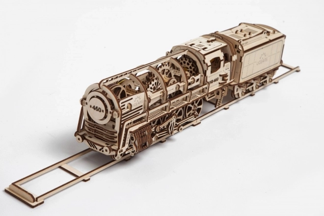 Ugears 3D Wooden Mechanical Puzzle Steam Locomotive with Tender