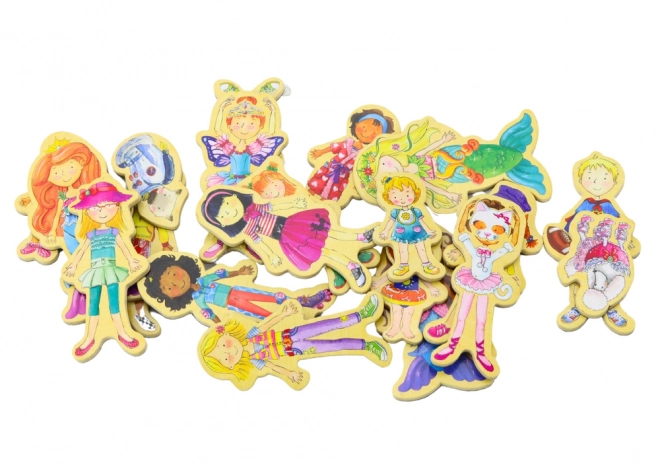 Wooden Magnet Set With Colorful Characters