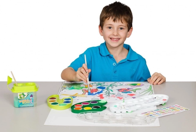 Paint Set with Palette, White Paint, and Brushes