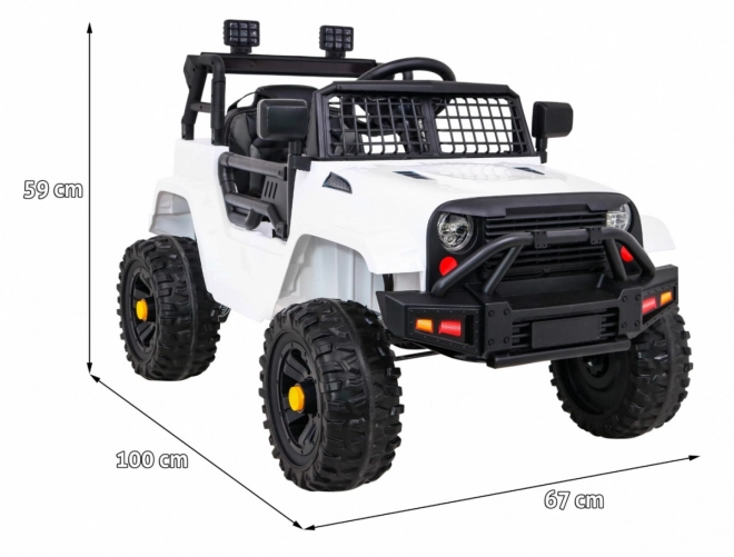 Mașină pe baterii Jeep Dark Night pentru copii + pornire lentă + EVA + LED audio – Bílé
