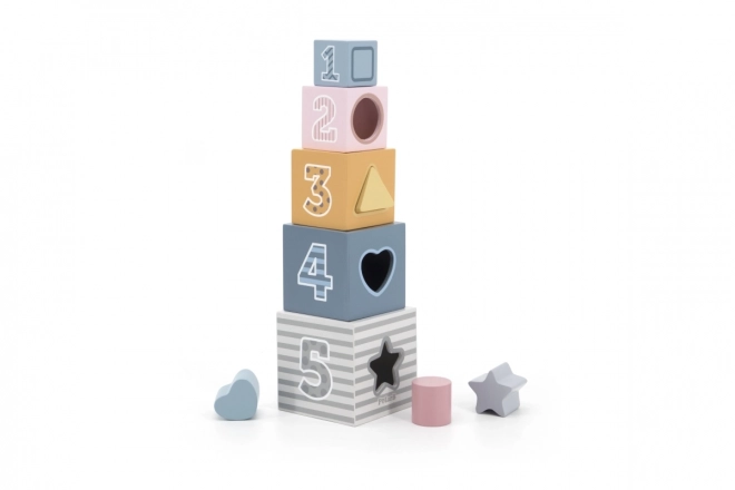 Wooden Building Blocks Set with Animals, Numbers and Shapes