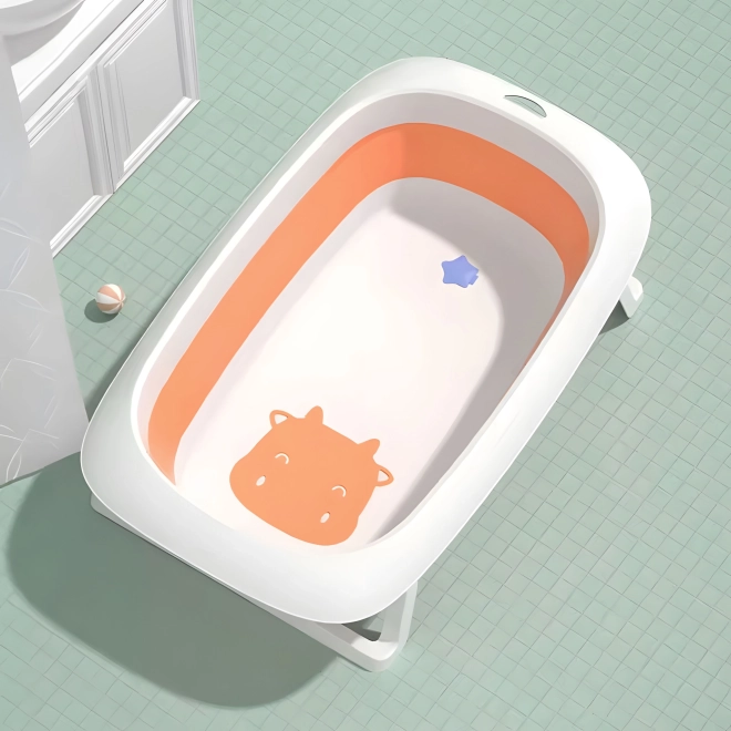 Foldable Baby Bathtub with Cow Design