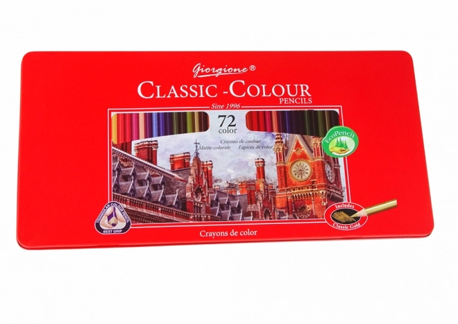 Set of 72 Artistic Colored Pencils with Metal Container