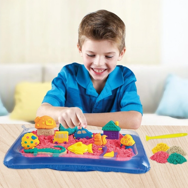 Magisch kinetisch zand Woopie 0,8 kg - set in mand met vormpjes