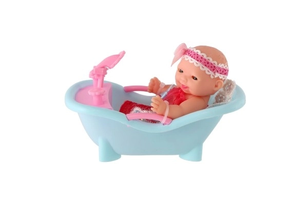 Baby Doll in Bathtub with Soft Body 12cm