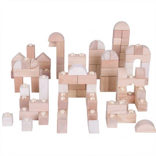 Bigjigs Wooden Building Blocks - Natural Set 100 Pieces