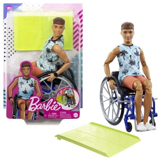 Barbie Model Ken in Wheelchair with Blue Plaid Tank