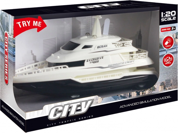 Boot op traagheidsmotor met effecten Wit 22 cm