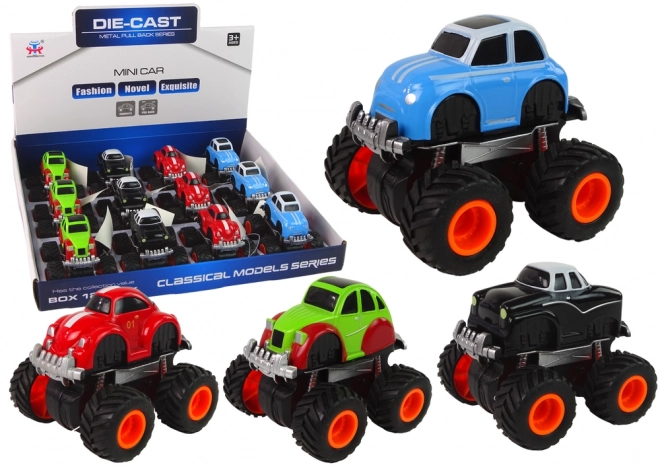 Metal Toy Car with Large Wheels and Various Designs