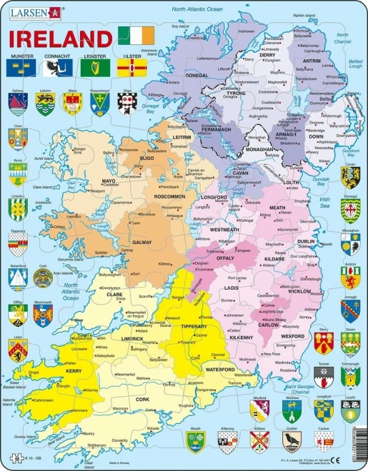 Larsen Puzzle Political Map of Northern Ireland 48 Pieces