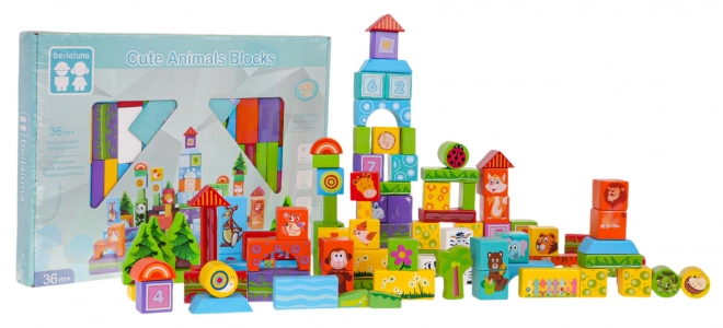 Wooden Animal-Themed Building Blocks Set