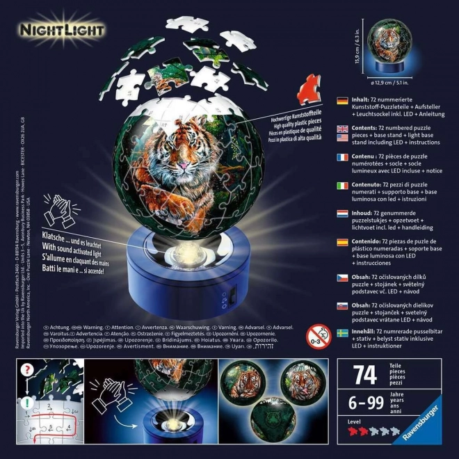 Ravensburger 3D Glow Puzzle Ball Tiger