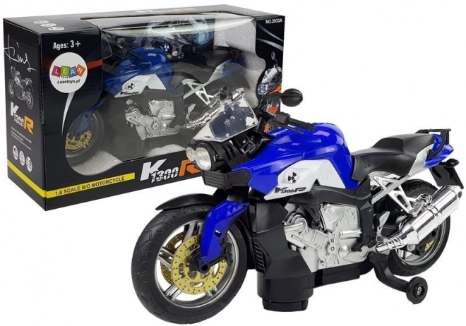 Blue Battery-Powered Motorcycle