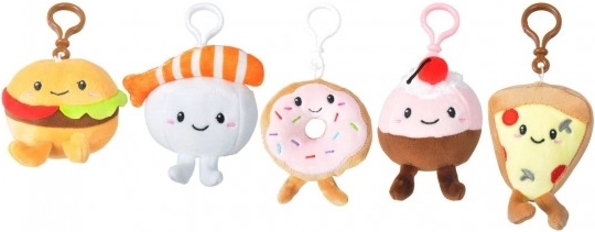 Portachiavi in peluche con motivi di cibo 9x8 cm
