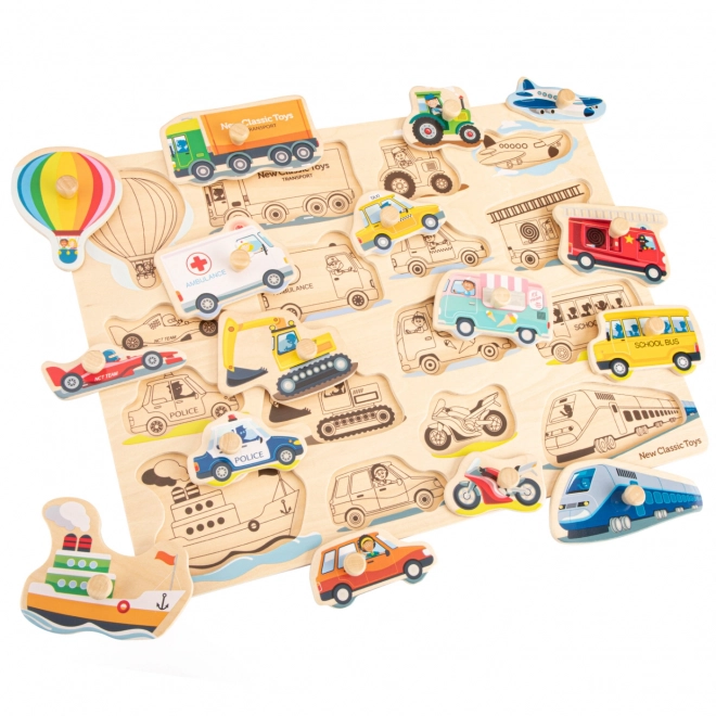 Drevené Vkladacie Puzzle Dopravné Prostriedky
