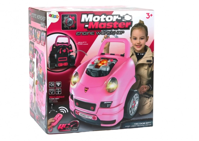 Workshop Engine Playset Pink Car for Kids