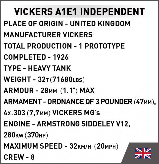 Great War Vickers A1E1 Independent Tank Model