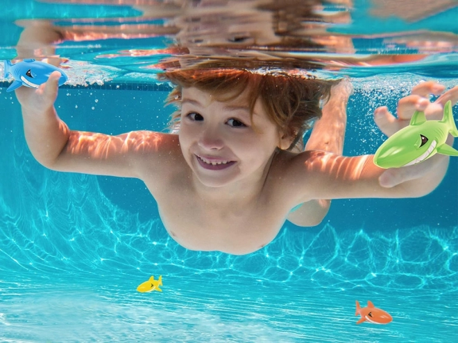 Set of 4 Colored Sharks for Children's Diving Lessons