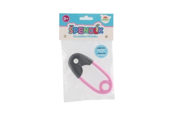 Baby Rattle Safety Pin Gray-Pink