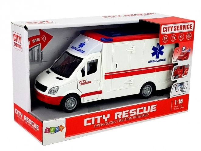 Friction-Powered Ambulance Toy with Sound and Lights