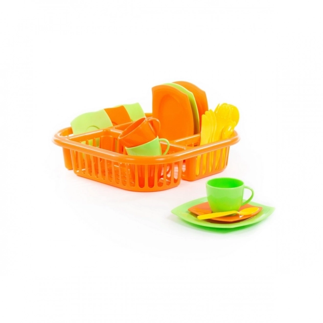 Alice's Play Dish Set with Drainer for 4