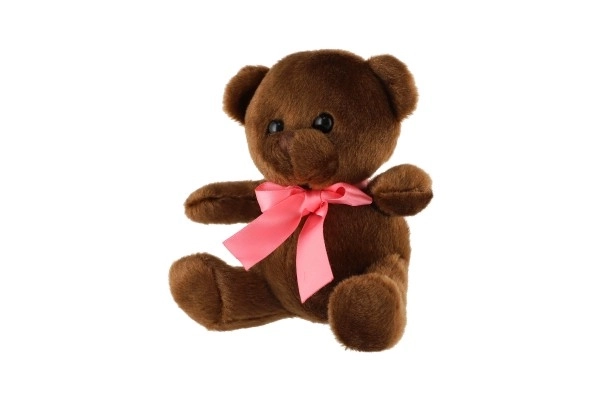 Sitzender Plüschbär mit Schleife 15 cm Dunkelbraun