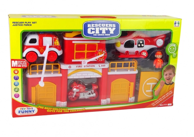 Fire Station Playset with Siren Sounds