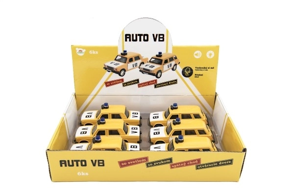 Police Car VB Die-cast/Plastic 12cm Pull-back with Lights and Sound, 2 Variants, 6 pcs in Box