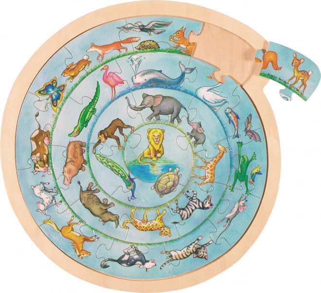 Round Animal Wooden Puzzle