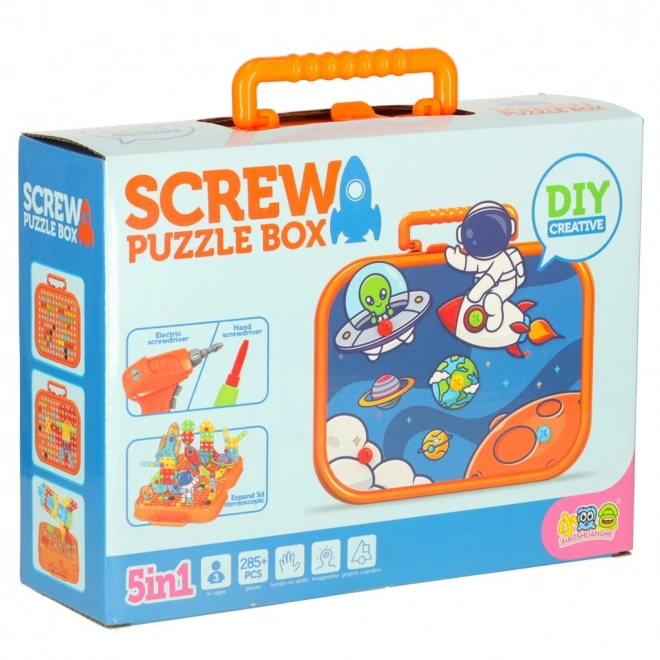 Creative Mosaic and Drill Construction Set in Suitcase - Space Theme