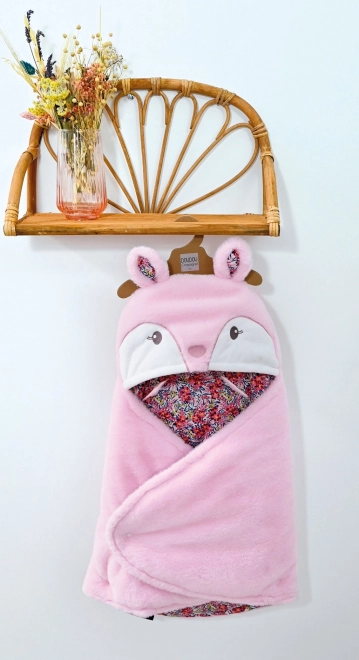 Doudou Plush Pink Blanket With Hood