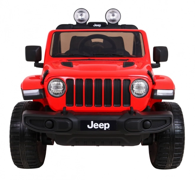 Jeep Wrangler Rubicon baterie pro děti Červená + dálkové ovládání + rádio MP3 LED + kola EVA