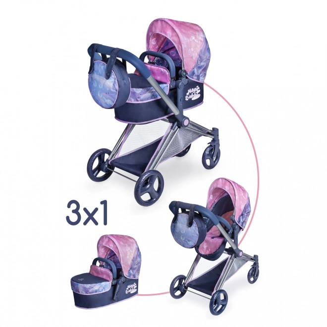 Folding Doll Stroller 3 in 1 with Bag Magic Bubble