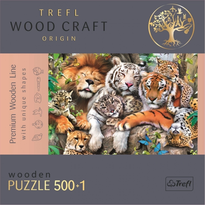 Wooden Puzzle Wild Cats in the Jungle