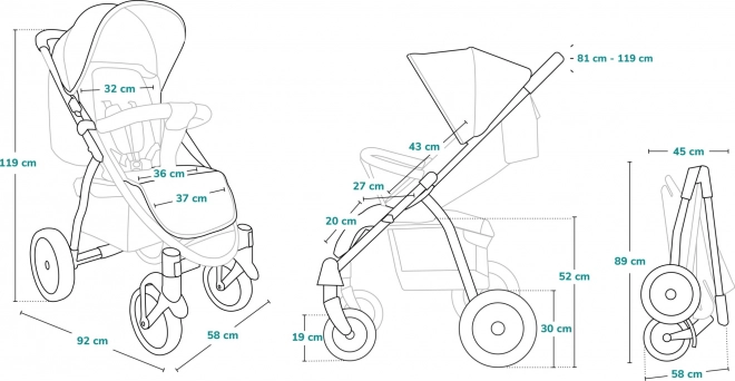 Lionelo Annet Tour Green Turquoise Stroller – Grey Stone