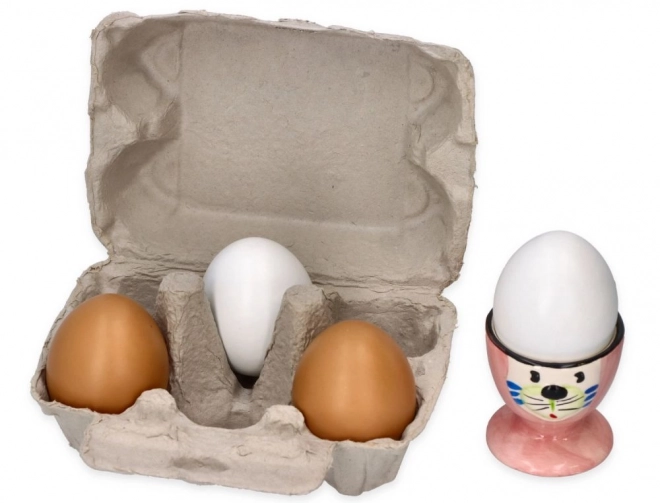 Set of Wooden Eggs in Carton