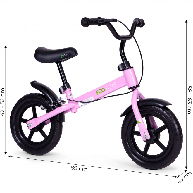 Pink children's balance bike with brake and EVA wheels - Ecotoys