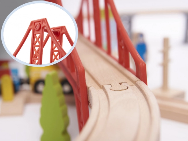 Wooden Train Set with Tracks and Accessories