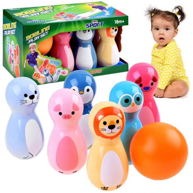 Colorful Animal Rattle Bowling Set