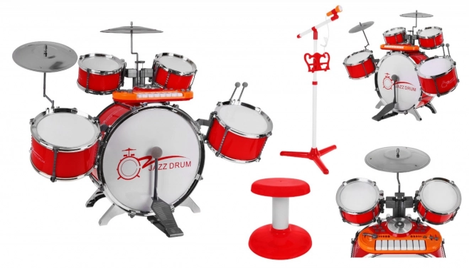 Children's Musical Set: Drum Kit, Keyboard & Microphone with Sounds and Lights