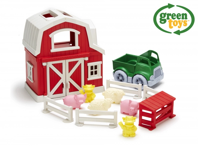 Green Toys Farm House with Car and Animals